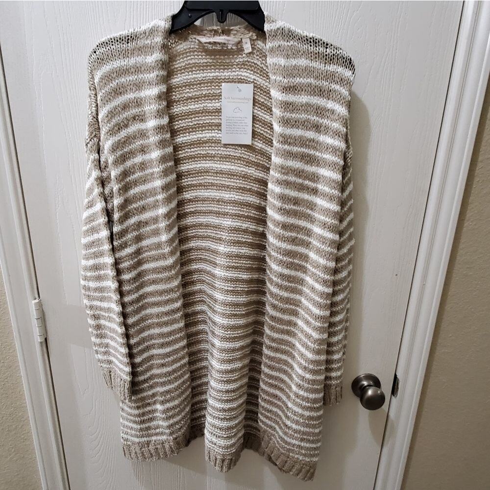 Soft Surroundings striped open weave‎ cardigan sweater new!!!! Size medium